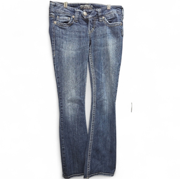 Silver Jeans Denim - Silver Jeans Tuesday Flare Leg Distressed Jeans 26X33 Stretched Classic Denim